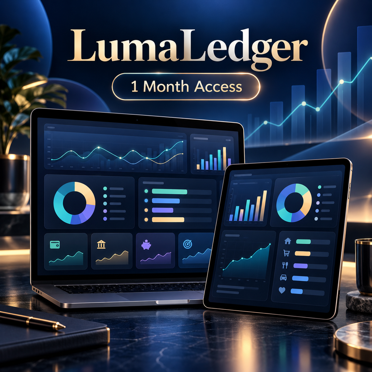 LumaLedger Budget Studio – 1 Month Access digital budgeting dashboard cover