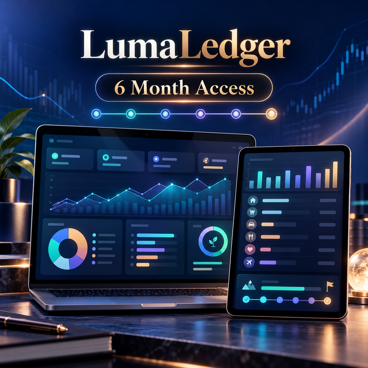 LumaLedger Budget Studio – 6 Month Access digital budgeting dashboard cover