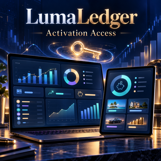 LumaLedger Budget Studio – Activation Access digital budgeting dashboard cover