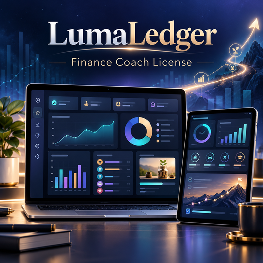 LumaLedger Budget Studio | Finance Coach License digital budgeting dashboard cover