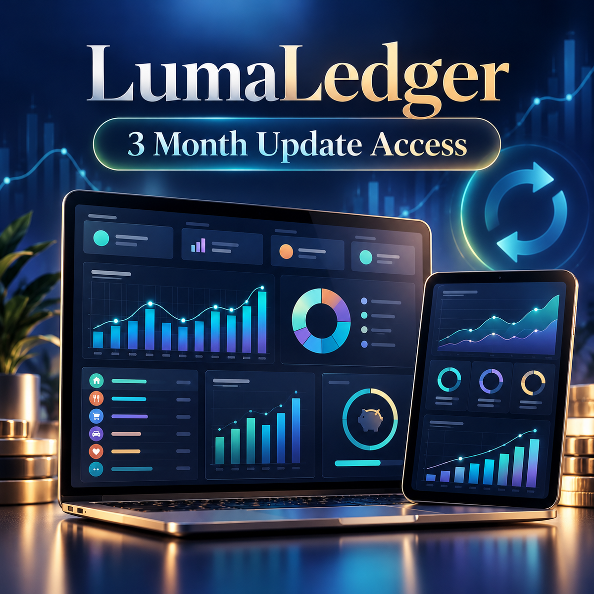 LumaLedger Budget Studio – Update Access digital budgeting dashboard cover